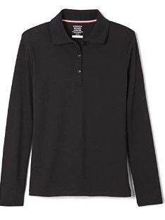 Photo 1 of French Toast Girls' Long Sleeve Interlock Polo with Picot Collar
small