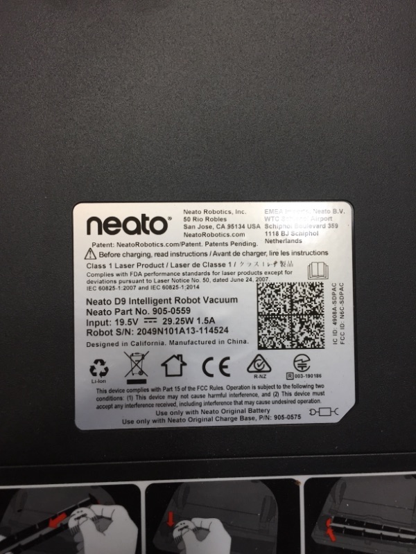 Photo 5 of Neato D9 Intelligent Robot Vacuum Cleaner–LaserSmart Nav, Smart Mapping, Cleaning Zones, WiFi Connected, 200-min runtime, Powerful Suction, Turbo Clean, Edges, Corners & Pet Hair, XXL Dustbin, Alexa
