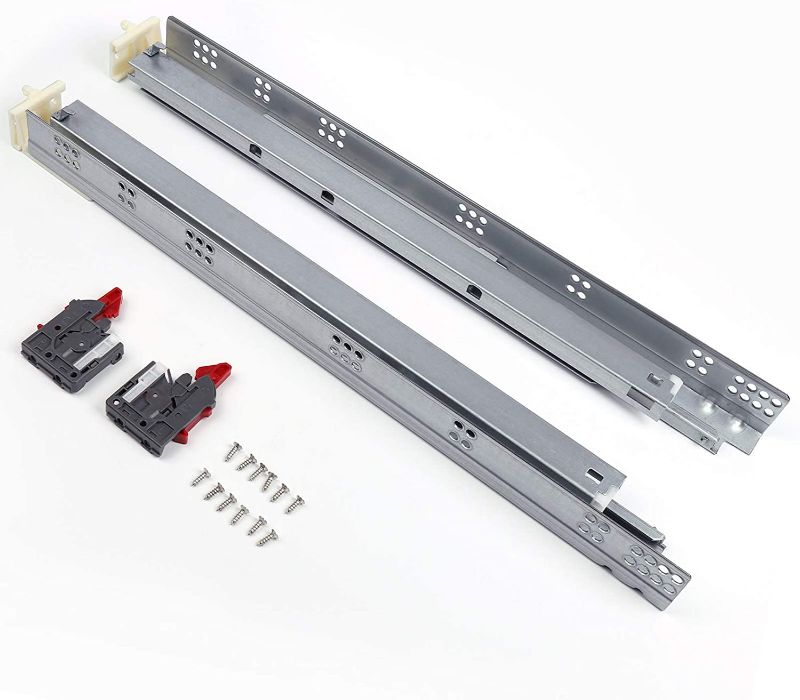 Photo 1 of 10 Pair 21" Undermount Drawer Slides Soft Close Full Extension Drawer Rails, Mounting Screws and Adjustable Locking Device Included, 85 lb Load Capacity, Zinc Plated Cold Rolled Steel
