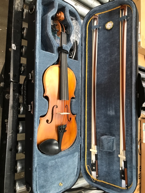 Photo 2 of 4/4 Full Size Violin, MIRIO Acoustic Violin for Adults/Students- Hand Oil Rub Highly Flamed Solid Wood Violin -Hard Case and Accessories Included-Ebony Fitted Fiddle for Beginners, Intermediate Player
