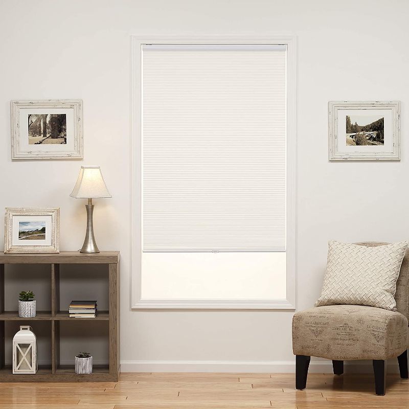 Photo 1 of Cordless Light Filtering Cellular Shade, 58W x 48H Inches, White