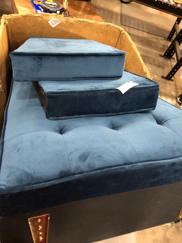 Photo 1 of ***PARTS MISSING*** Navy blue suede couch 