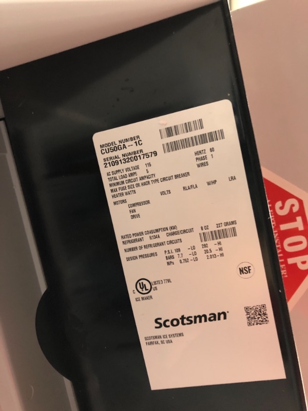 Photo 2 of ***Door not Attached**** Scotsman CU50GA-1 Undercounter 14 7/8" Wide Gourmet / Full Size Cube Air-Cooled Ice Machine With Bin, 65 lb/24 hr Ice Production, 26 lb Storage, 115V
