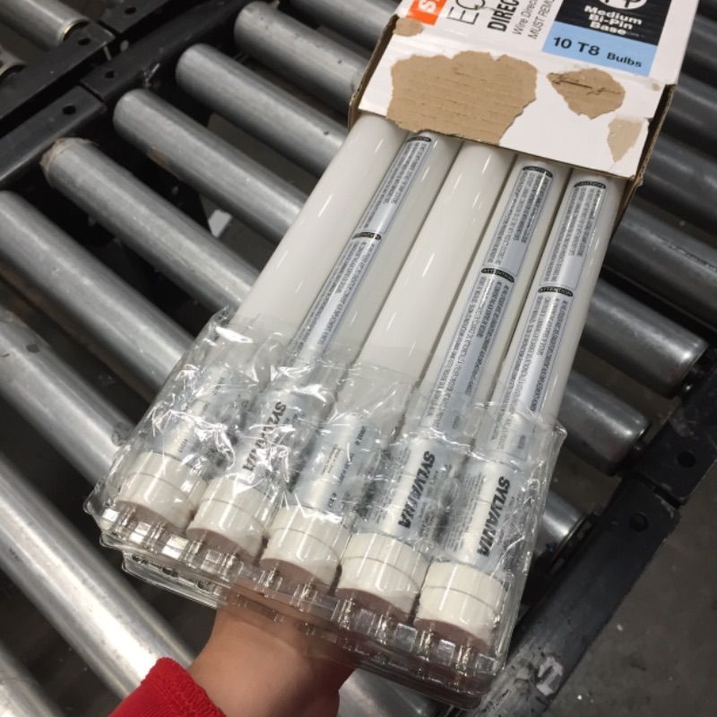 Photo 1 of 12-Watt 4 ft. Linear T8 LED Tube Light Bulb Cool White Type B Bypass (10-Pack)
