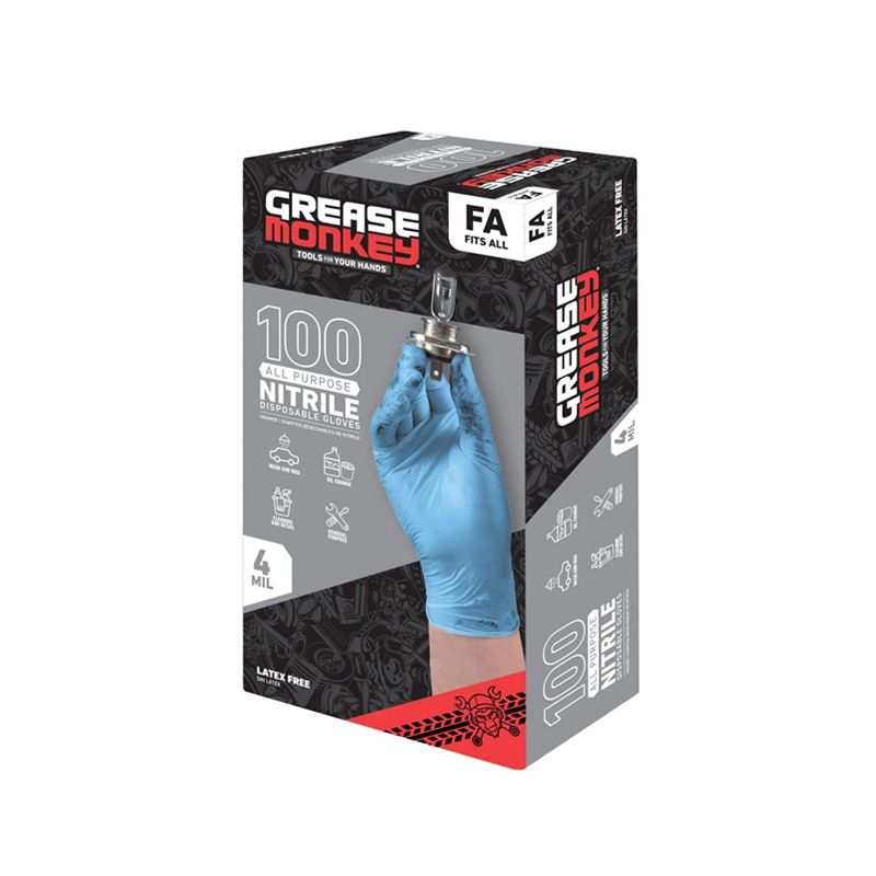 Photo 1 of 2 pk  XL Grease Monkey All Purpose 4 Mil Thickness Disposable Nitrile Gloves - 100 Count, blue
