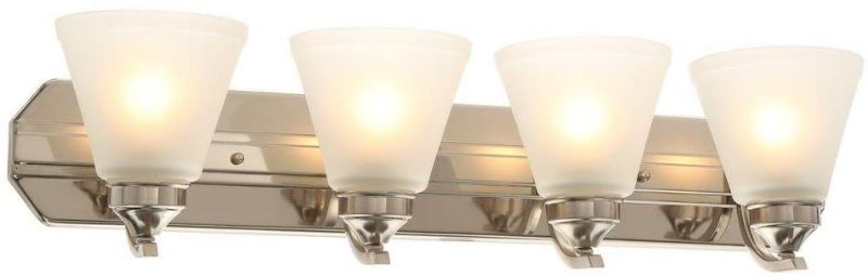 Photo 1 of **MISSING GLASS** Hampton Bay 4-Light Brushed Nickel Bath Light
