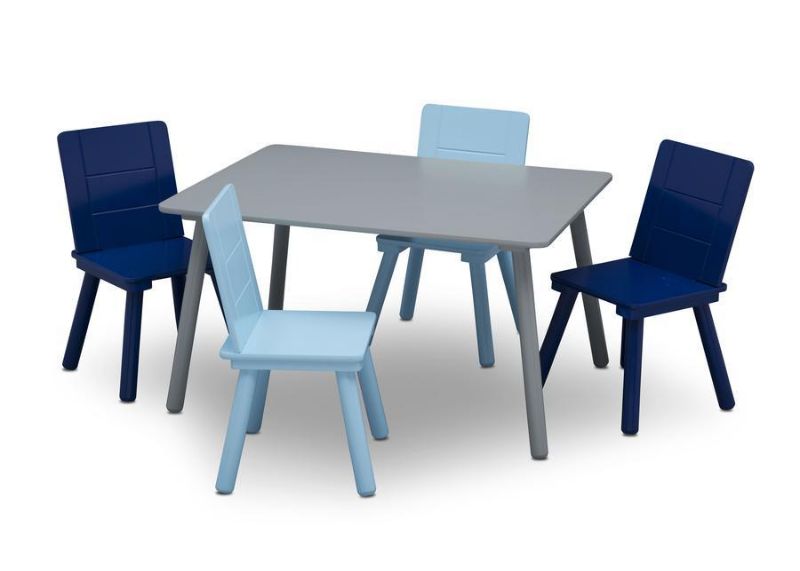 Photo 1 of **MISSING COMPONENTS** Color Block Table & 4 Chair Set in Grey/Blue - Delta Children TT87414GN-026
