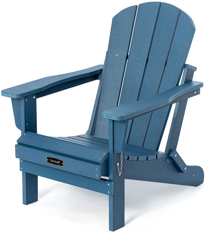 Photo 1 of **parts only *** Folding Adirondack Chair Patio Chair Lawn Chair Outdoor Adirondack Chairs Weather Resistant for Patio Deck Garden, Backyard Deck, Fire Pit - Blue
