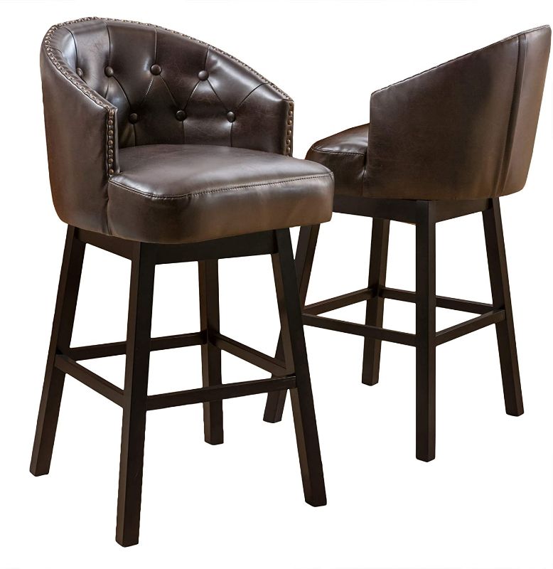 Photo 1 of Christopher Knight Home Ogden KD Swivel Barstool (2 piece set) - Brown