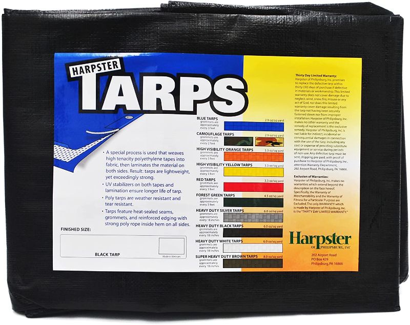 Photo 1 of 12 Ft. X 20 Ft. Heavy Duty 6 Oz. Black Poly Tarp 11-12 Mil Thick
