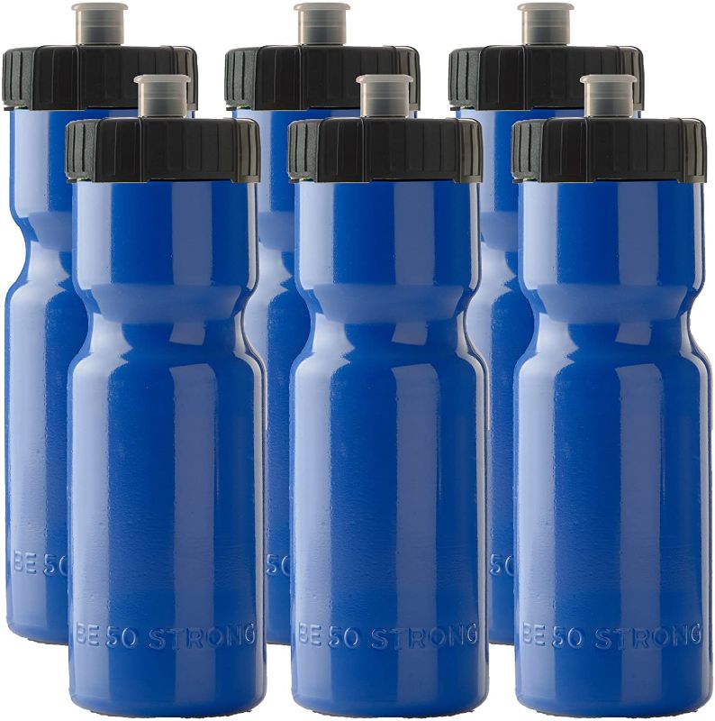 Photo 1 of 50 Strong 6-Pack of Sports Squeeze Water Bottles - 22 oz. BPA Free Bike & Sport Bottle with Easy Open Push/Pull Cap – Made in USA
