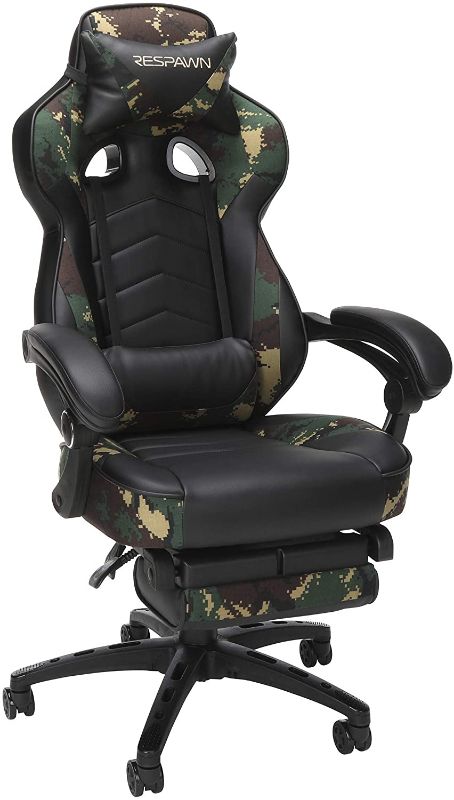 Photo 1 of **PARTS ONLY *** RESPAWN RSP-110 Racing Style Gaming, Reclining Ergonomic Chair with Footrest, Forest Camo
