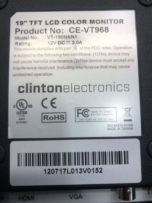 Photo 1 of 19? LCD
CLINTON ELECTRONICS