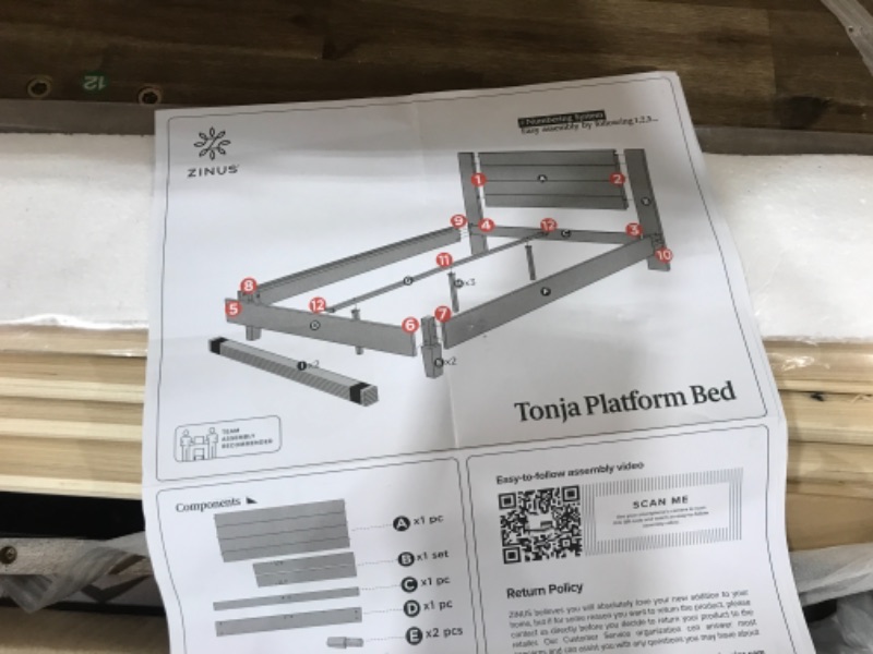 Photo 2 of  **INCOMPLETE ITEM** MISSING HEADBOARD AND OTHER COMPONENTS***
Zinus Tonja Platform Bed / Mattress Foundation / No Box Spring Required / Brown, Full
