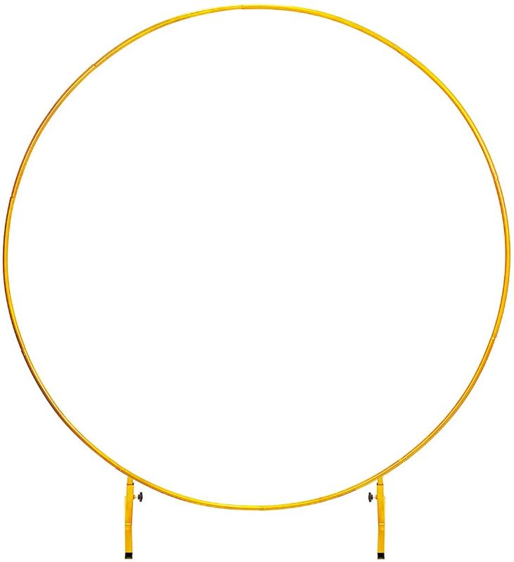 Photo 1 of *READ BELOW* LANGXUN Large Size Golden Metal Round Balloon Arch kit Decoration, for Birthday Party Decoration, Wedding Decoration, Graduation Decorations and Baby Shower Photo Background Decoration (7.2ft)
