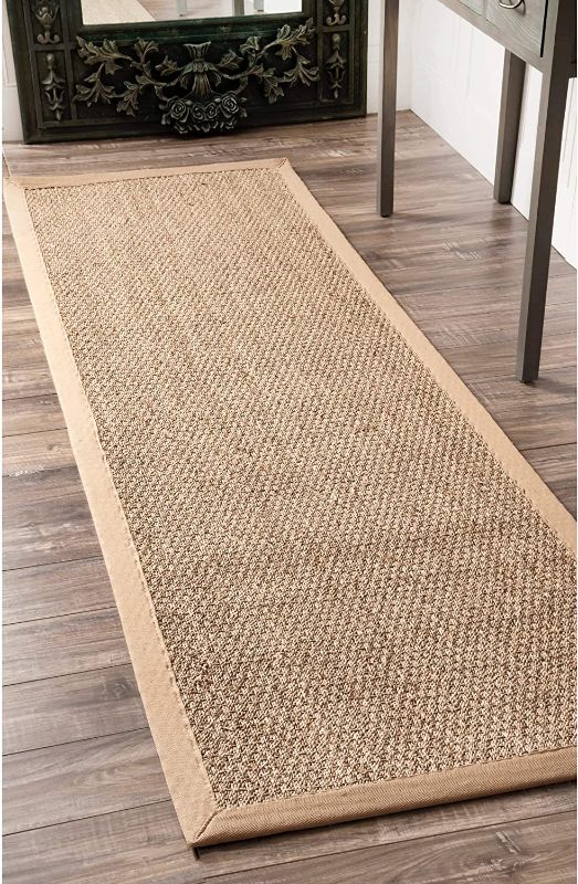 Photo 1 of nuLOOM Elijah Seagrass Natural Runner Rug,  6FT x 30IN', Beige*LIGHT DIRT WARE*
