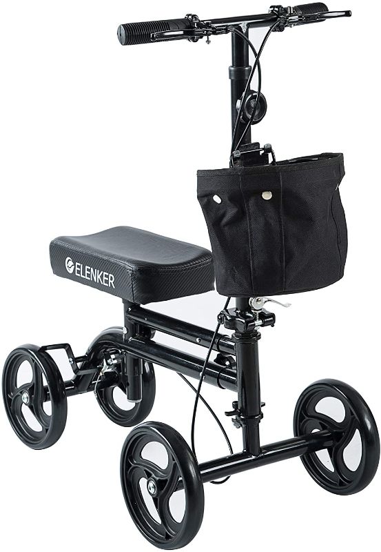 Photo 1 of ELENKER Knee Scooter Economy Knee Walker with Dual Braking System for Injury or Surgery to The Foot, Ankle Injuries Black
