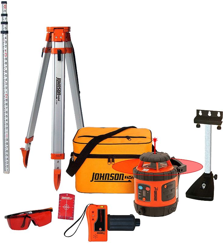 Photo 1 of Johnson Level & Tool 99-006K Self Leveling Rotary Laser System Kit, Red, 1 Kit *MISSING PARTS***
