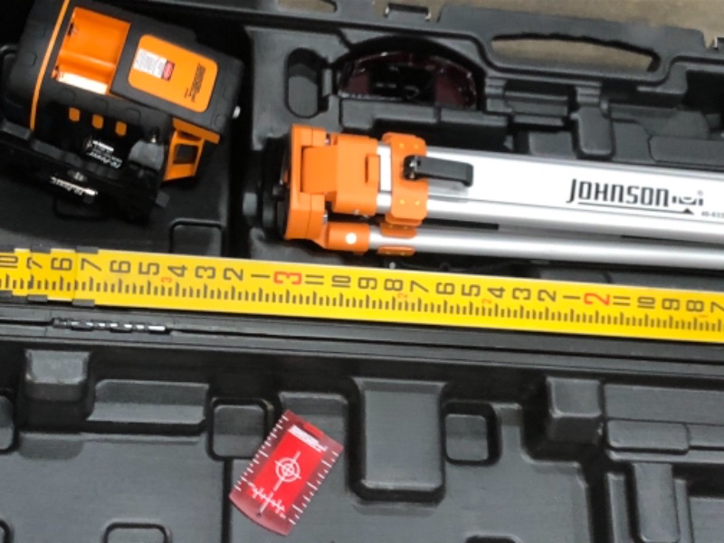 Photo 1 of Johnson Level & Tool 99-006K Self Leveling Rotary Laser System Kit, Red, 1 Kit *MISSING PARTS***
