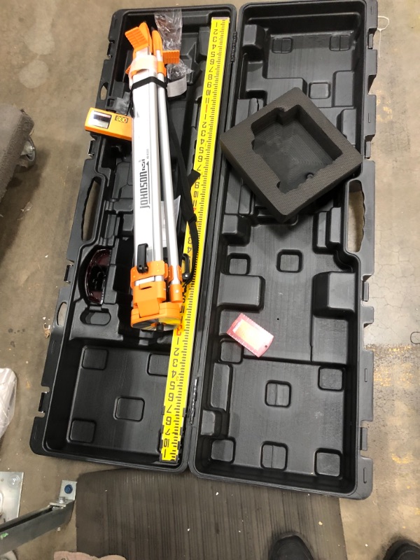 Photo 1 of Johnson Level & Tool 99-006K Self Leveling Rotary Laser System Kit, Red, 1 Kit *MISSING PARTS***
