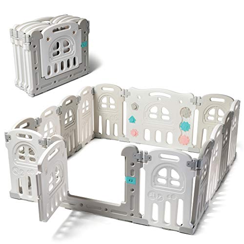 Photo 1 of Play22 Foldable Baby Playpen 14 Panel - Kids Safety Activity Play Center - Safety Play Yard Play Pens for Babies - Safety Gates for Indoor and Outdoor
