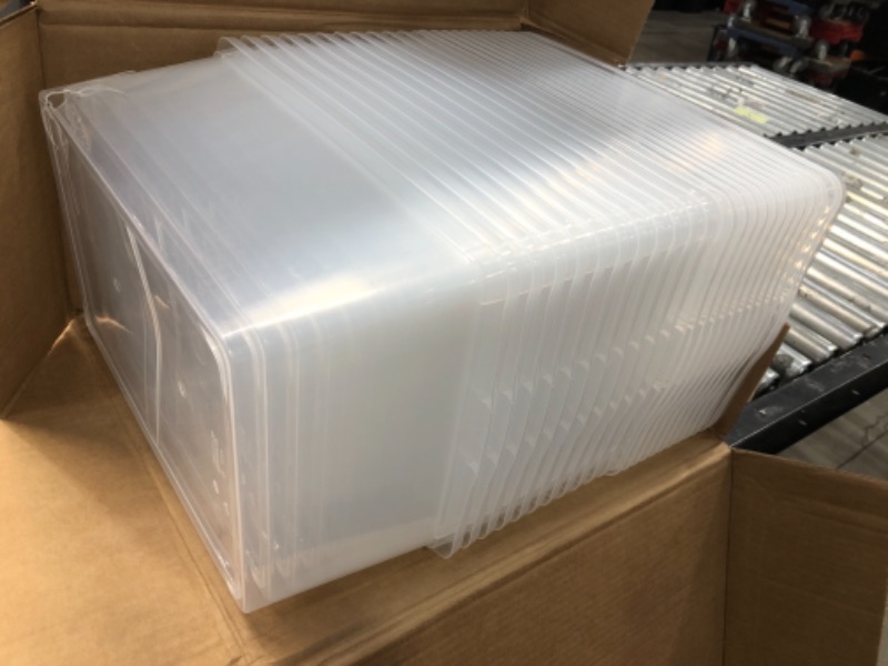 Photo 1 of IRIS USA 17 Qt. Lite Plastic Storage Bin Tote Organizing Container with Latching Lid, Great use for storing, Stackable and Nestable, 12 Pack, Clear

