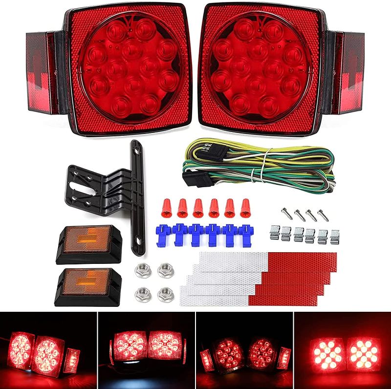 Photo 1 of 12V Trailer Light Kit DOT Certified Utility Trailer Lights for Boat RV Car Easy Assembly with Wire Harness Wafer LED Waterproof Durable All-in-one Tail Light Kit for Under 80 Inch
