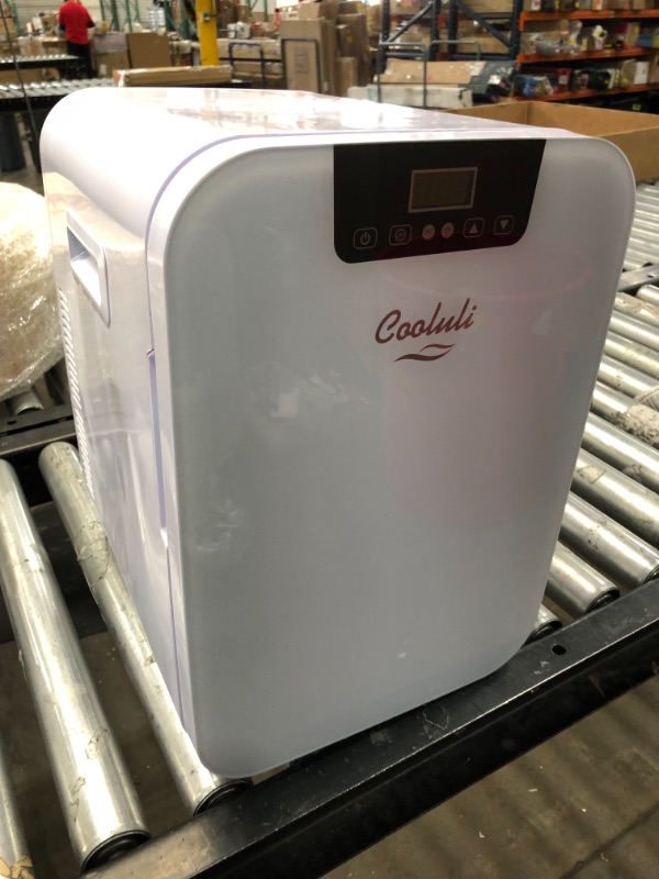 Photo 2 of Cooluli 20L Mini Fridge For Bedroom - Car, Office Desk & College Dorm Room - Glass Front & Digital Temperature Control - 12v Small Refrigerator for Food, Drinks, Skincare, Beauty & Breast Milk (White)
