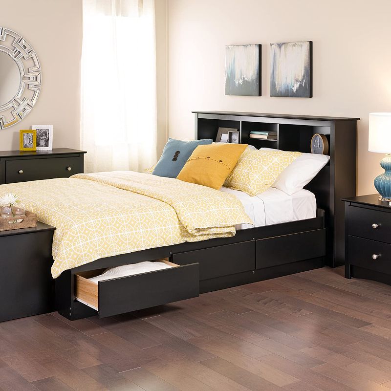 Photo 1 of (Incomplete Parts Only) Prepac Mate's Platform Storage Bed with 6 Drawers, Queen, Black
