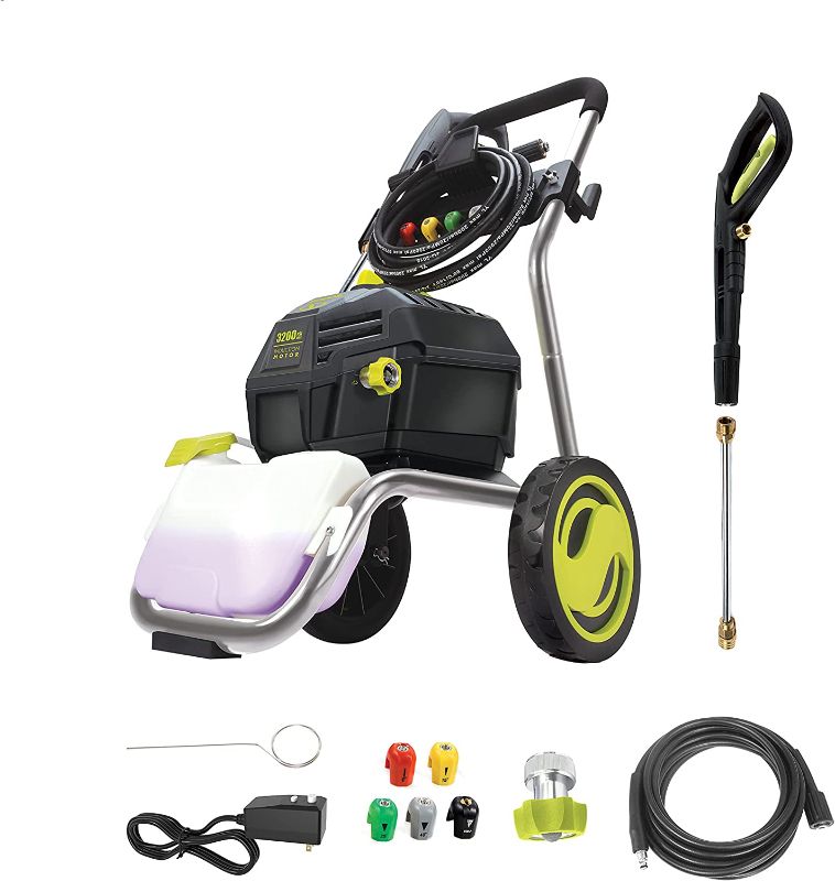Photo 1 of (Used) Sun Joe SPX4800 3200-PSI Max 1.3-GPM Max 14.9-Amp Electric Pressure Washer, w/ 5 Quick-Connect Tips, Detergent Tank, Cleans Cars, Fences, Patios, Decks, Sidewalks & More
