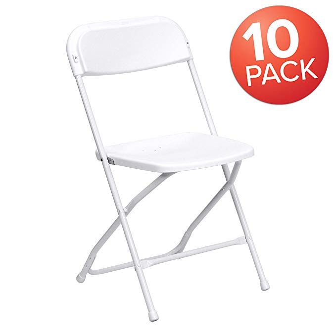 Photo 1 of Flash Furniture Hercules Series Plastic Folding Chair, 800 lb. Capacity, Premium White 10pk