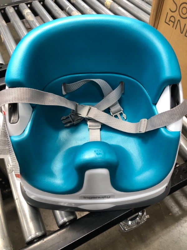 Photo 3 of Ingenuity Baby Base 2-in-1 Booster Feeding and Floor Seat with Self-Storing Tray - Peacock Blue
