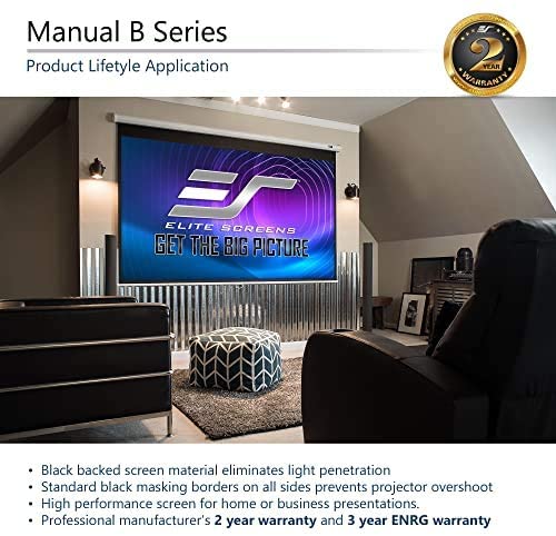 Photo 1 of Elite Screens Manual B 100-INCH Manual Pull Down Projector Screen Diagonal 16:9