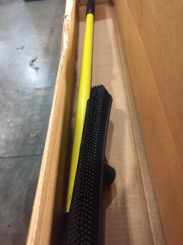 Photo 2 of FURemover Broom, Pet Hair Removal Tool with Squeegee & Telescoping Handle That Extends from 3-5', Black & Yellow
