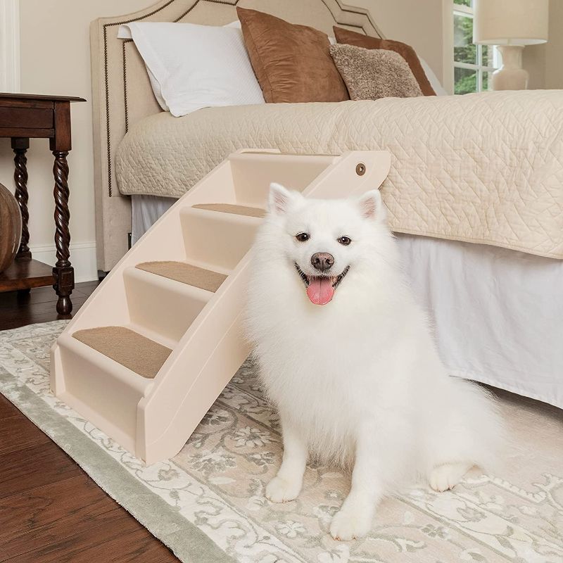 Photo 1 of PetSafe CozyUp Folding Pet Steps - Pet Stairs for Indoor/Outdoor at Home or Travel - Dog Steps for High Beds - Dog Stairs with Siderails, Non-Slip Pads - Durable, Support up to 150 lbs - Large, Tan
