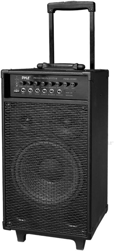 Photo 1 of Pyle Outdoor Portable Wireless Bluetooth PA Loud speaker Stereo Sound System with 10 inch Subwoofer, Mid-Range Tweeter, Rechargeable Battery, Microphone, Remote - PWMA1050BT
