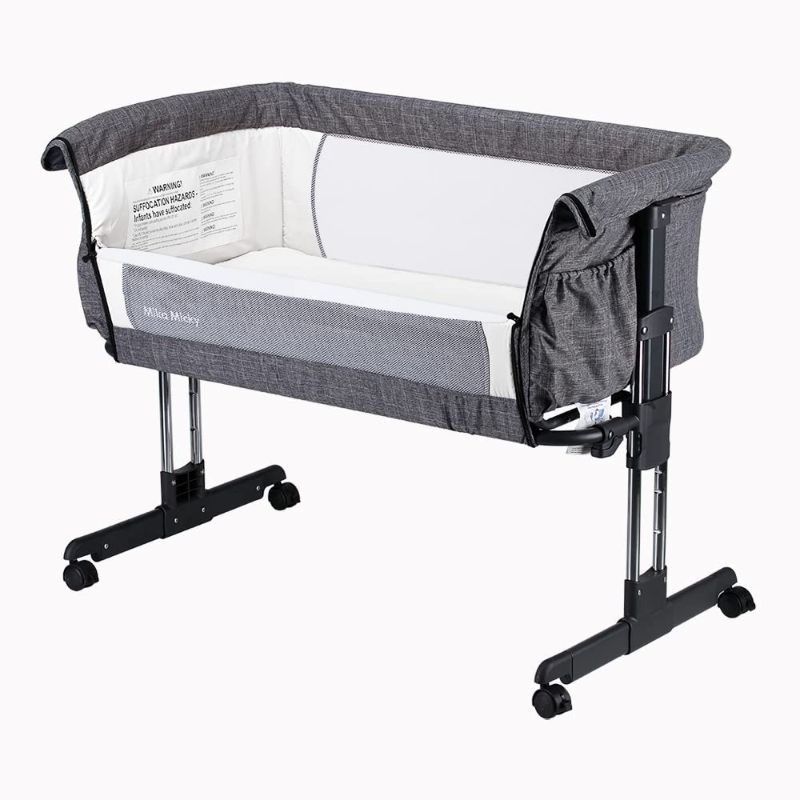 Photo 1 of Mika Micky Bedside Sleeper Bedside Crib Easy Folding Portable Crib All mesh 2020 New,Grey
