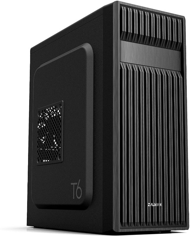 Photo 1 of Zalman T6 ATX Mid Tower Computer PC Case, Pre-Installed 120mm Fan, 5.25 ODD, USB 3.0, Patterned Mesh Design, mATX ITX for Gaming Workstation, Black
