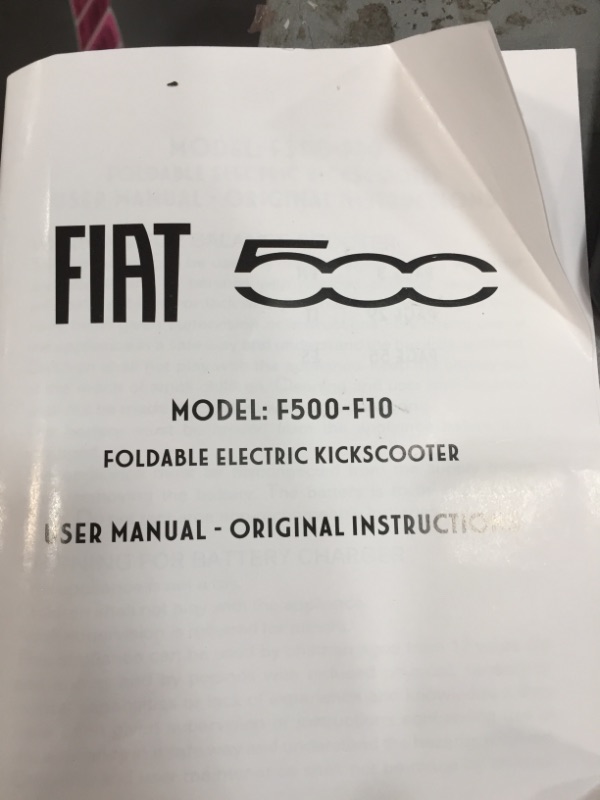 Photo 2 of ** UNFUNCTIONAL DOESN'T TURN ON** Fiat F500-F10 Electric Scooter 10” Black, 36V 350W Powerful Motor, Easy fold, Long Range Battery, Double Safety Breaking System