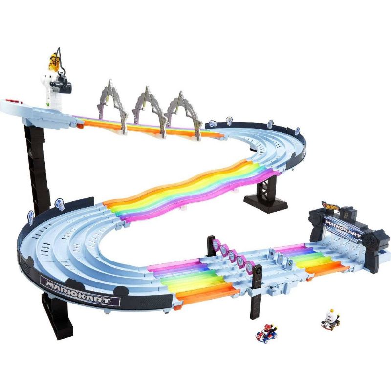 Photo 1 of Hot Wheels Mario Kart Rainbow Road Raceway Set with 2 1:64 Scale Vehicles
