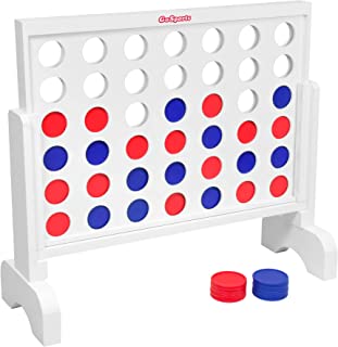 Photo 1 of GoSports 2 Foot Width Giant Wooden 4 in a Row Game, Choose Between Classic White or Dark Stain - Huge 4 Connect Family Fun with Coins, Case and Rules
