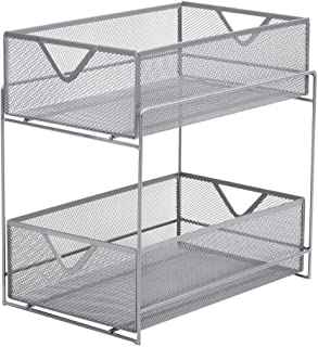 Photo 1 of Mind Reader 2 Tier Metal Mesh Storage Baskets Organizer, Home, Office, Kitchen, Bathroom, Silver
