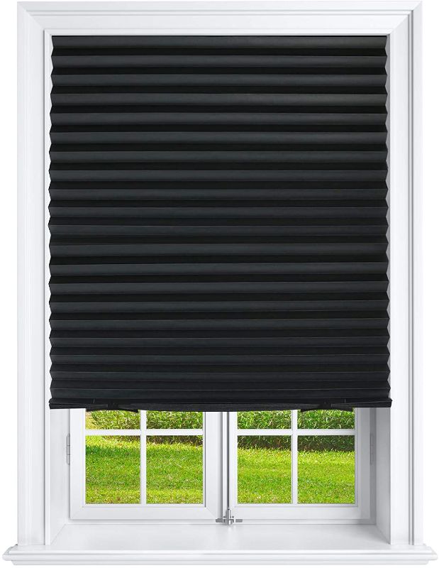 Photo 1 of 
Estilo Pleated Paper Shades Room Darkening Blinds Black 36"" x 69"" (Pack of 6 Temporary Shades
