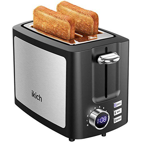 Photo 1 of 
IKICH Toaster 2 Slice 9 Settings, LCD Screen Stainless Steel, Wide Slot, Cancel/Bagel/Defrost/Reheat Function, Removal Crumb Tray, 900W, Black