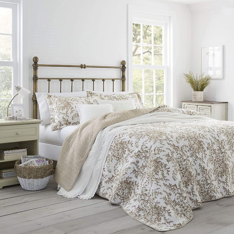 Photo 1 of 
Laura Ashley Home Bedford Collection Luxury Premium Ultra Soft Quilt Set, Comfortable & Stylish, All Season Bedding, Twin, Mocha
Size:Twin