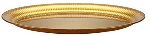 Photo 1 of Kingzak Plastic Oval Ridged Serving Tray - 21” X 14” | Gold | Pack of 1 (62925)

