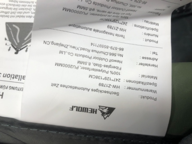 Photo 1 of Hewolf Waterproof Instant Camping Tent - 2-3 Person Easy Quick Setup Dome Family Tents for Camping,Double Layer Flysheet Can be Used as Pop up Sun Shade
**USED**