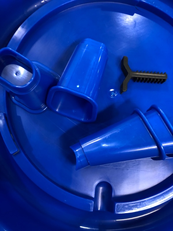 Photo 1 of Poultry Waterer with Legs (Blue & White) - Durable Water Container with Carrying Handle for Chickens & Birds (1.5 Quart) (Item No. DT9870)
