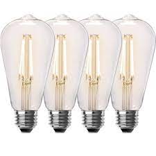 Photo 1 of 60-Watt Equivalent ST19 Dimmable Straight Filament Clear Glass Vintage Edison LED Light Bulb, Soft White (4-Pack)
