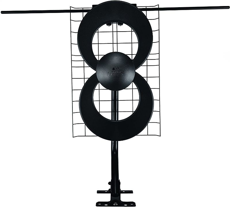 Photo 1 of Antennas Direct ClearStream 2V TV Antenna, 60+ Mile Range, UHF/VHF, Multi-directional, Indoor, Attic, Outdoor, Mast w/Pivoting Base/Hardware/ Adjustable Clamp, Sealing Pads, 4K Ready, Black – C2-V-CJM
